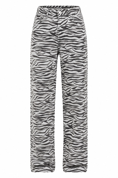 Zelish My Sister Zebra Pattern Denim Trousers