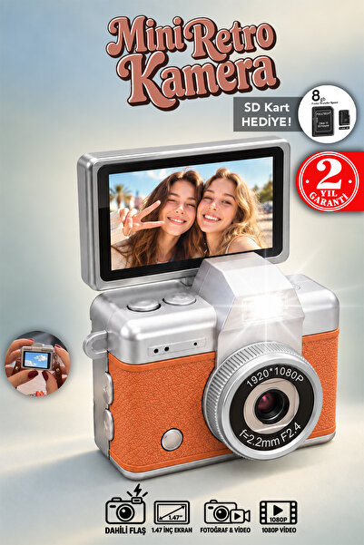 mimtec Mini Retro Dijital Kamera - Flaşlı Katlanabilir Ekran 1080P HD Video S...