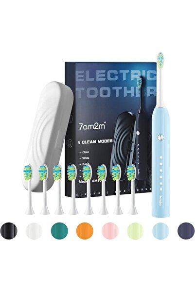 7am2m Sonic Electric Toothbrush for Adults and Kids, with Travel Case & 8 Bru...