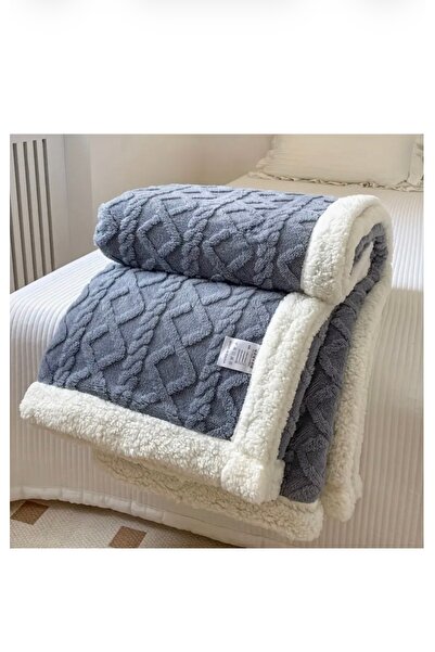 Truva Home Pătură Dublă Cocolino 200x230 cm cu Blăniță Sherpa | Model Tricota...