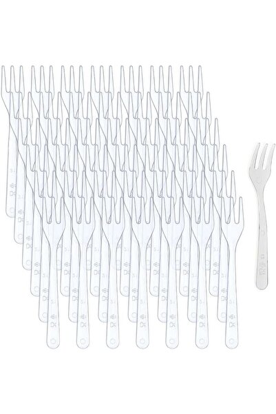 BEETO 500 Pcs Clear Plastic Mini Forks 3.7 x 0.6 Inch Tiny Plastic Forks Smal...
