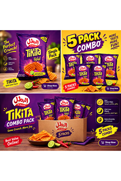 Al Batal Tikita Potato Chips with Chili and Lemon, 155g, from Al-Batal { 5 PA...