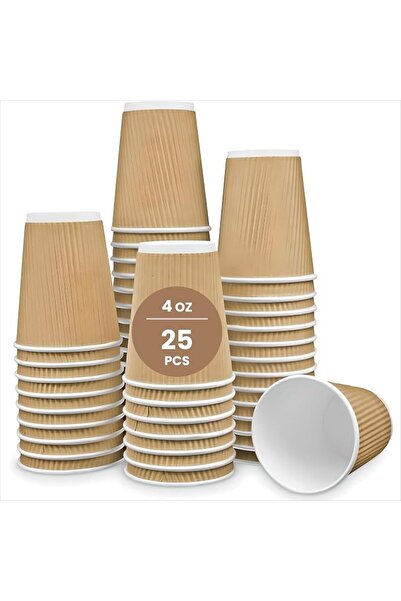 LinaConcept LINA STAR 4oz Golden Brown Ripple Paper Cups (25 Pack) | Triple-L...