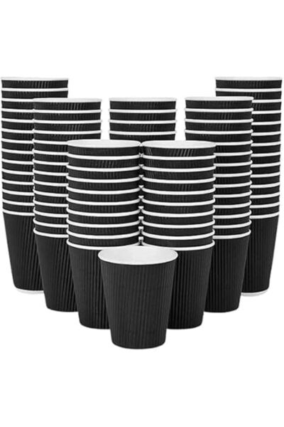 GENERAL 12oz Black Color Disposable Coffee Cups |   Coffee Mug with Ripple In...