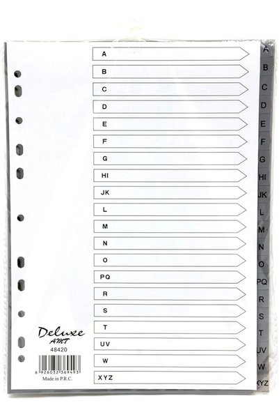 Deluxe Premium Grey PVC Index Divider A4 A-Z