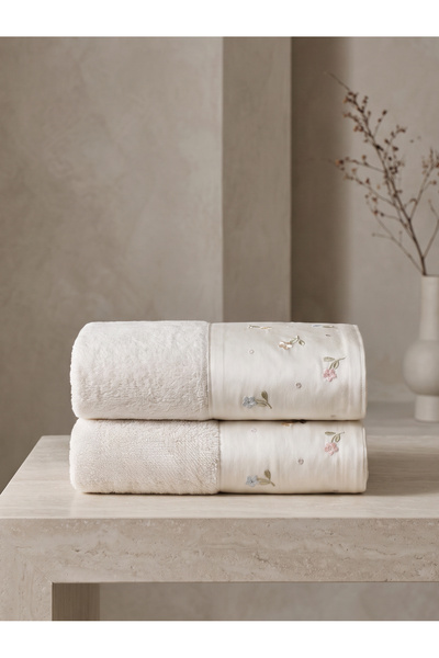 Dantela Serpenti 2-Piece Embroidered Hand Towel Set 50X90 cm