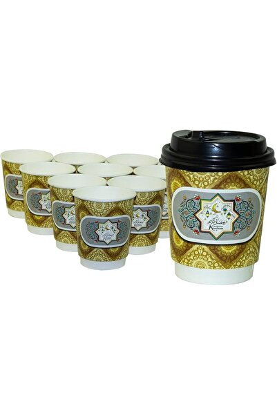 GENERAL Ramadan Decorative Disposable Heavy Duty Paper Cup 12 ounce, 10 Piece...