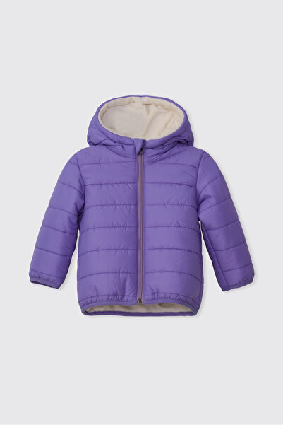 Panço Kız Bebek/Çocuk Kapüşonlu İçi Polar Lila Mont
