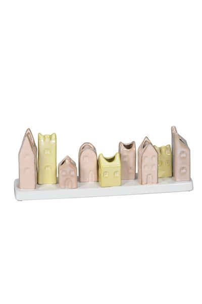 DecoDepot Ceramic decoration house-vases, cream, 30x6.5x11 cm