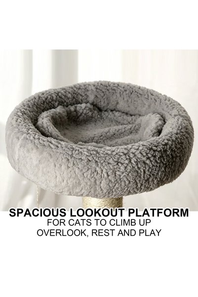 Vitakit Small Cat Climbing Frame, Cat Tree and Cat Bed – Natural Sisal, Grey Lambswool Hammock – Cat Furniture for the Living Room and Bedroom
