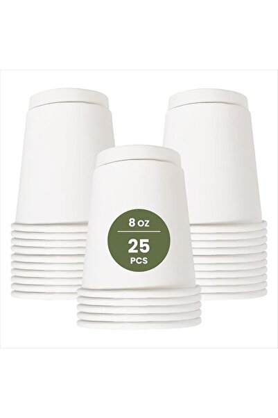LinaConcept LinaStar 8oz White Double-Wall Paper Cups (25 Pack) | Insulated D...