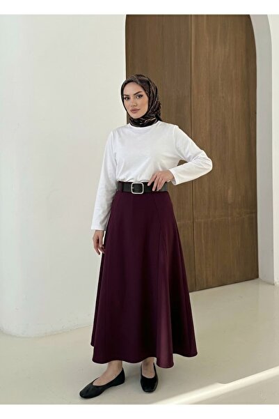 Foremia Butterfly Detailed Dabıl Skirt-Burgundy