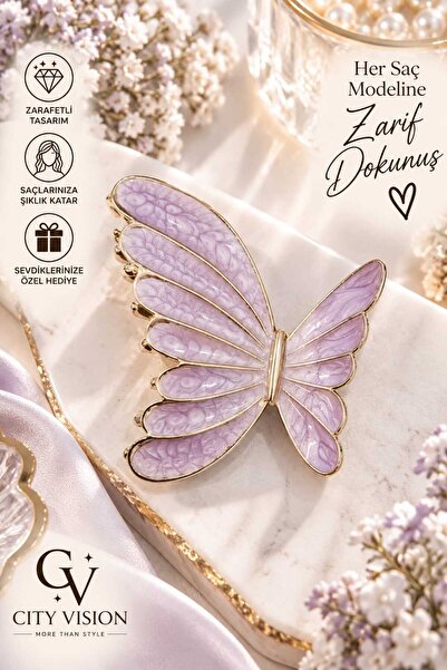 cityvision Butterfly Model Purple Color Metal Hairpin Medium Size 6 cm