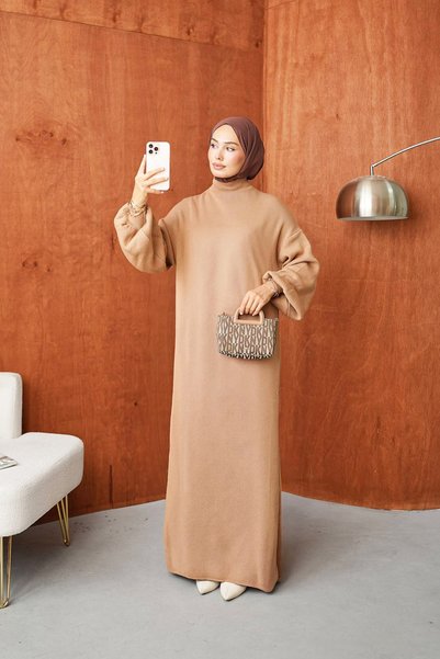 Qett Turtleneck Knitwear Dress - Casual & Stylish Oversized Soft Texture Comf...