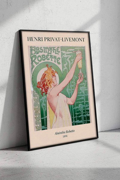duvarz Henri Privat Livemont Absinthe Robette Art Nouveau Retro Sanat Çerçeve...