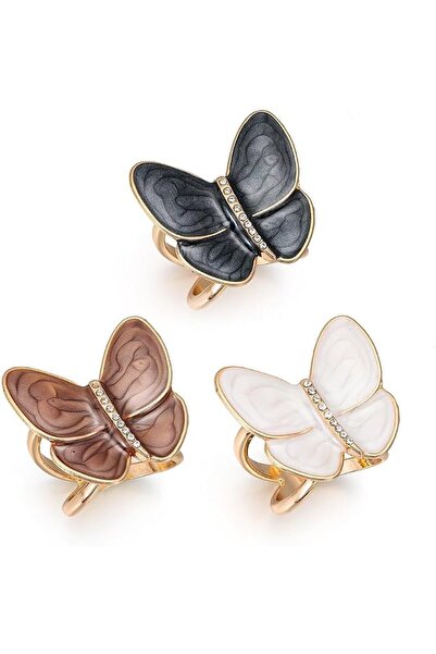 Bukela 3 Pcs Butterfly Scarf Ring Buckle خواتم وشاح على شكل فراشة Metal Shawl...