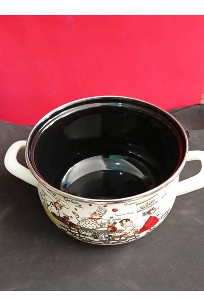 EBRULİEMAYE Cooker Enamel Pot 3 Liters 20 cm Diameter Yogurt Milk Soup Cooking Pot