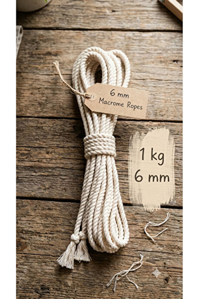 Bevella Macrame Cord 6 mm 1 kg 3 Twist Twine Rope Scannable Macrame Cord Ecru
