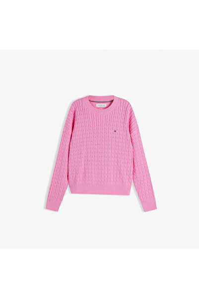 Tommy Hilfiger Cable Çocuk Pembe Triko