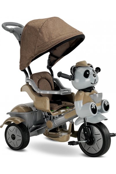 BabyHope 127 LITTLE PANDA LÜKS ÜÇ TEKER KONTROLLÜ BEBEK BİSİKLETİ KAHVE