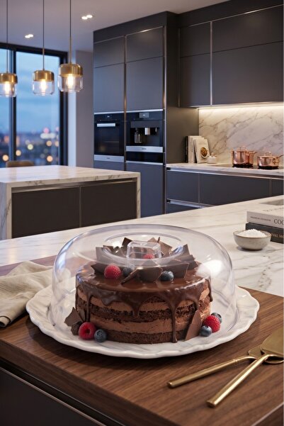 Tiesa Home Square Ceramic Cake Pan with Mica Lid and Marble Pattern