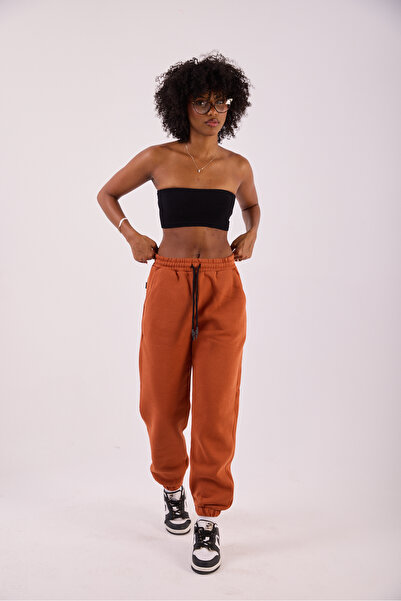 Superbluemexico Women's Orange Basic Jogger Pants