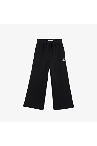 Calvin Klein Logo Wide Leg Çocuk Siyah Eşofman Altı