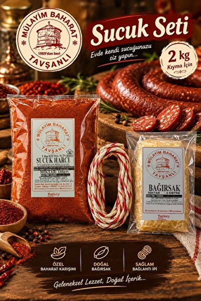 MÜLAYİM BAHARAT TAVŞANLI 1989'DAN BERİ Geleneksel Ev Yapımı Sucuk Seti 2kg iç...