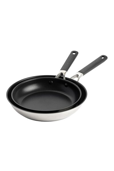 Kitchenaid Paslanmaz Çelik Kızartma Tavası Seti, Seramik Kaplama 24 cm + 28 cm