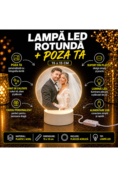 Generic Brand Lampă LED rotundă personalizată cu poza ta
