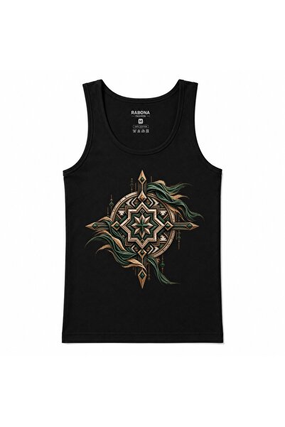 Rabona Fashion قميص بدون أكمام بتصميم فن عربي من Desert Compass Emerald Star