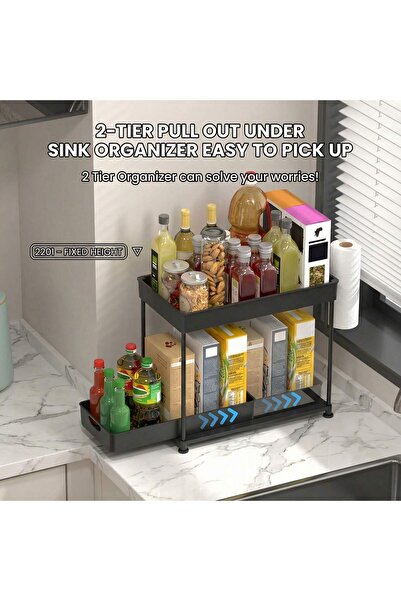Generic Brand 2-Tier Pull-Out Under-Sink Organizer – Kitchen Countertop Spice...
