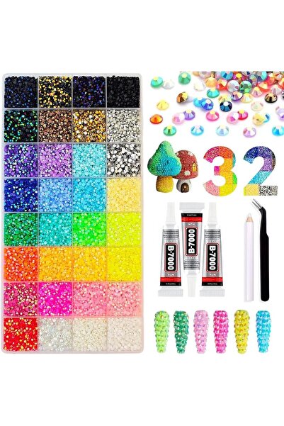 DIYANOO 38000Pcs Resin Jelly Rhinestones for Bedazzling, Multicolor 3mm Flatb...