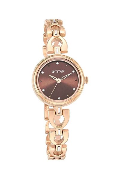 Titan Ladies Lagan Brown Dial Analog Metal Strap Watch for Women