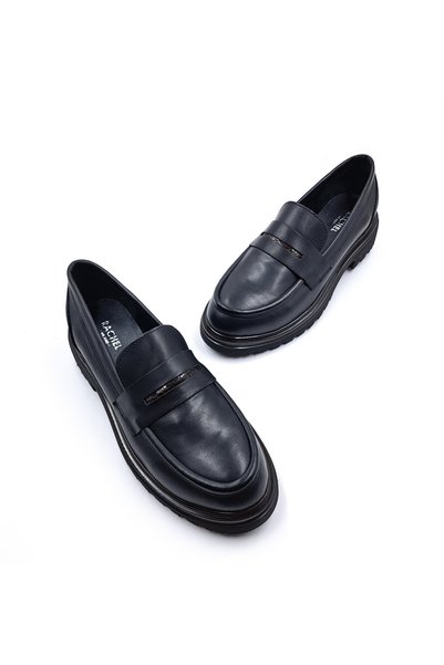 RACHELMILANO Lightweight Design Genuine Leather Women's Black Loafer Shoes