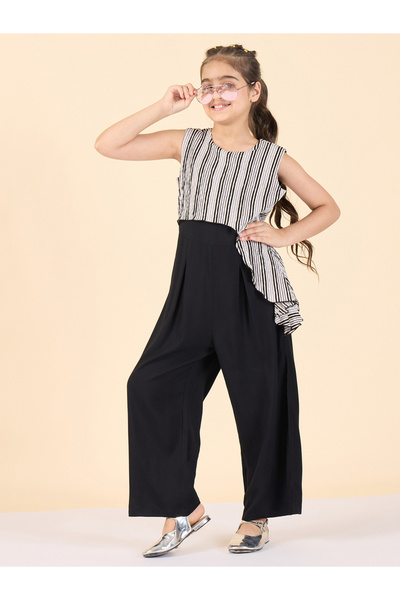 Stylo Bug By Styli Girls Striped Sleeveless Jumpsuit With Wide Leg