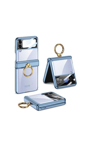 zore Galaxy Z Flip 4 Case Omsy Case with Ring on the Back and Lens Protection