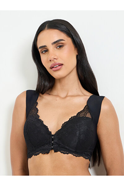 Take Two By Styli Black Lace Padded Non Wired Regular Bra