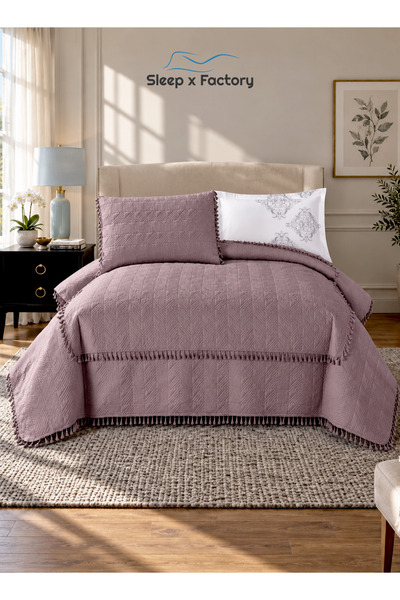 Sleep x Factory طقم مفرش سرير من 4 قطع لسرير مقاس 140×200 سم، مفرش سرير مبطن ...