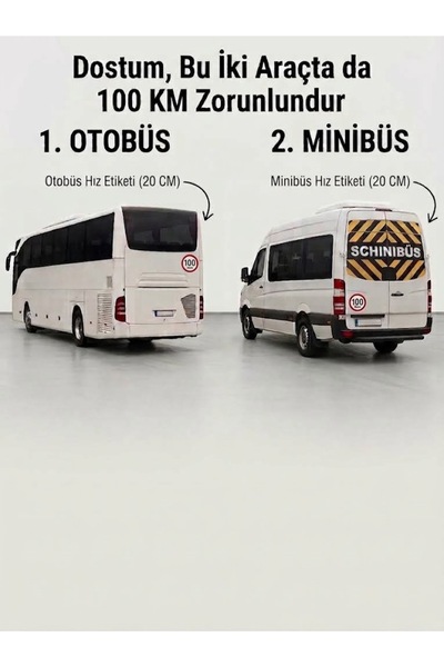 opersan 100 Km Speed Limit Sticker 20 cm - Reflective Vehicle Decal for Bus and Minibus