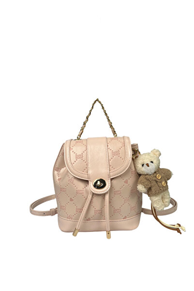 Take Two By Styli Beige Plus Toy Charm Backpack