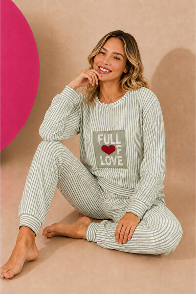 ELİTOL Waffle Knitted Long Sleeve Round Neck Cuff Detailed Embroidered Women'...