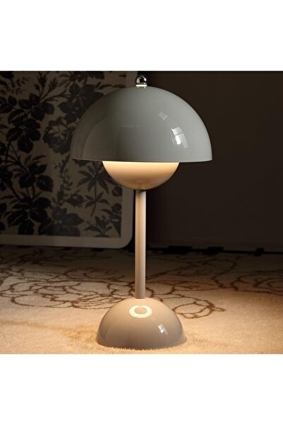 GENERAL Glivpny Grey Modern Mushroom Table Lamp, LED, Touch Control, 5000mAh ...