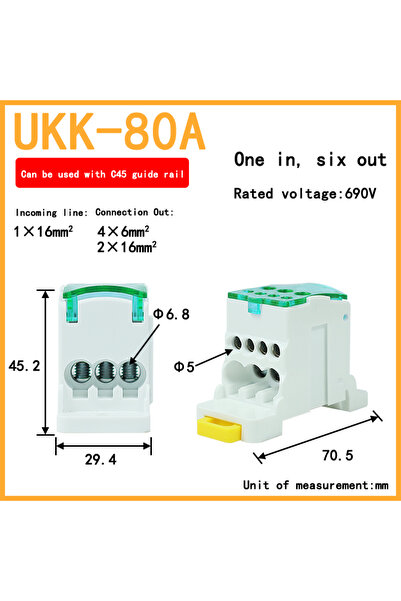 Choice UKK-80A-green UKK80A Single-pole Splitter Box Large Current One into M...