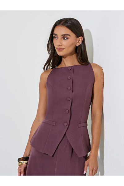Styli Purple Pocket Details Strappy Waistcoat Top