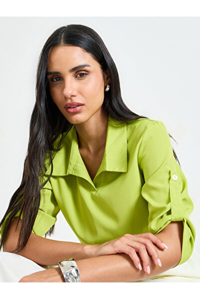 Take Two By Styli Green 3/4 Sleeve Regular Fit Top