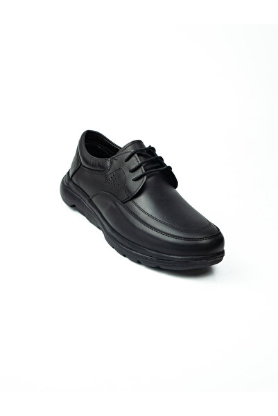 BABALİ 416 Restfull Black Leather Lace-Up Casual Men's Shoes