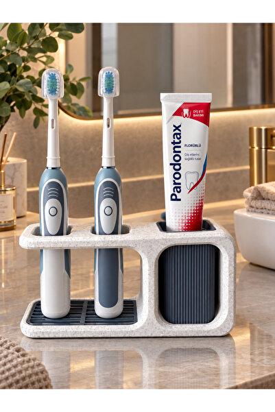 Curv Design Elektrikli Diş Fırçası Standı ve Organizer | 2 Adet Fırça Başlığı...