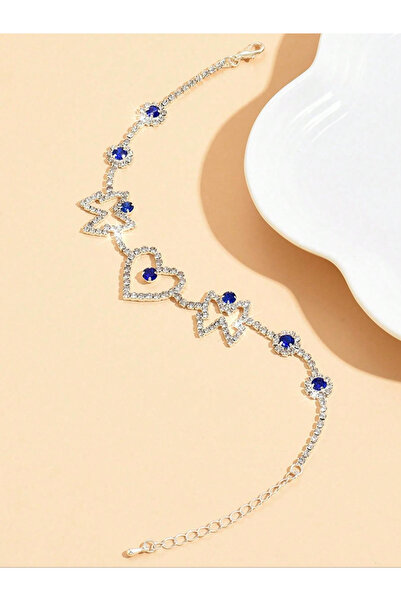 Take Two By Styli Blue Heart And Butterfly Anklet