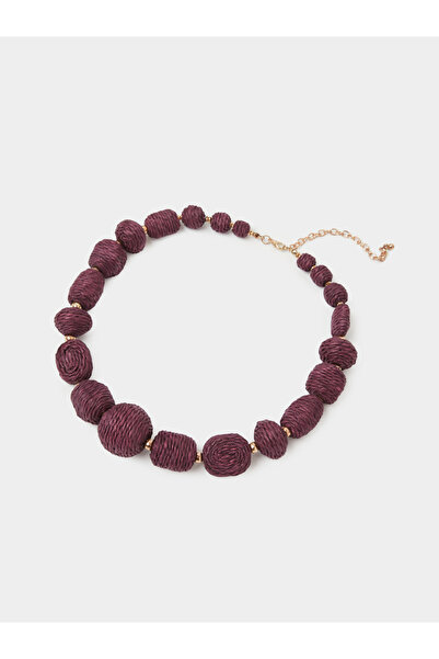 Styli Purple Raffia Beaded Necklace